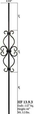 13.9.3 Square "c" Scroll House Of Forgings Iron Balusters No Twist