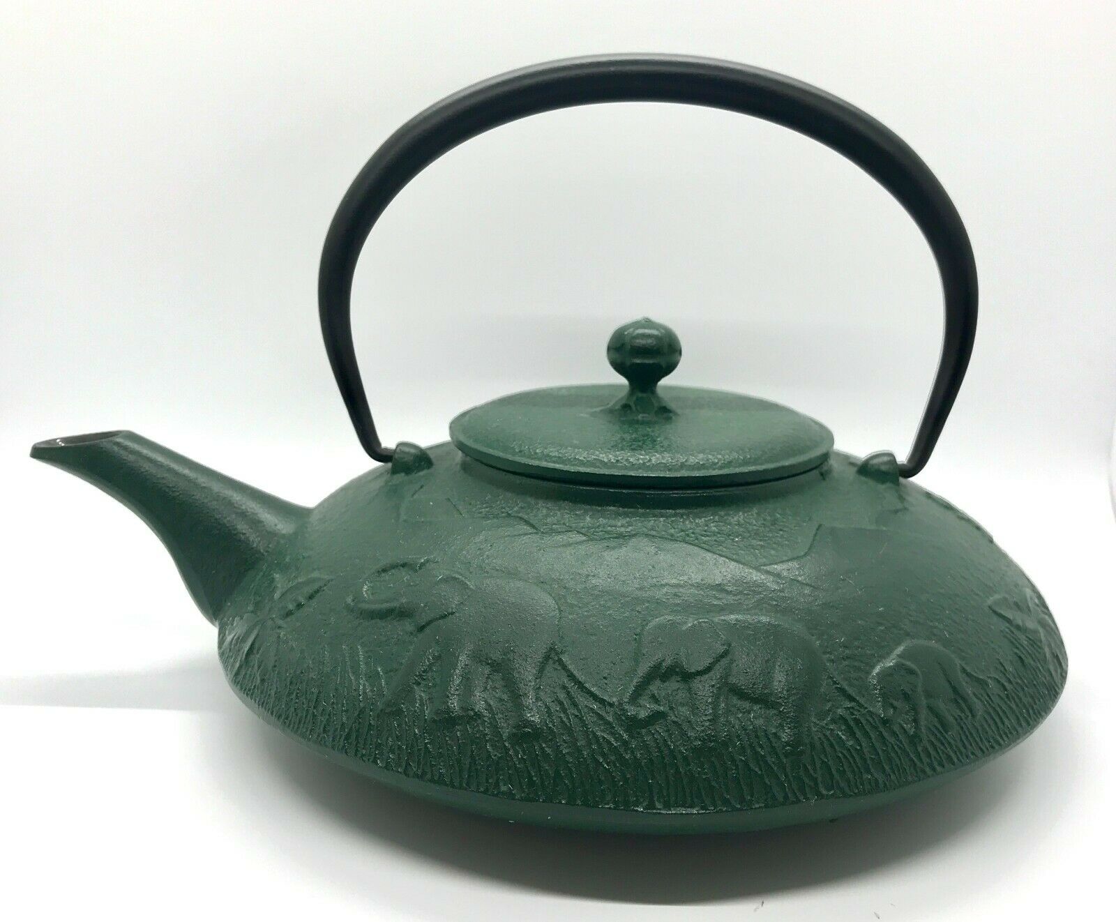 Teavana Cast Iron Green Teapot With Elephants