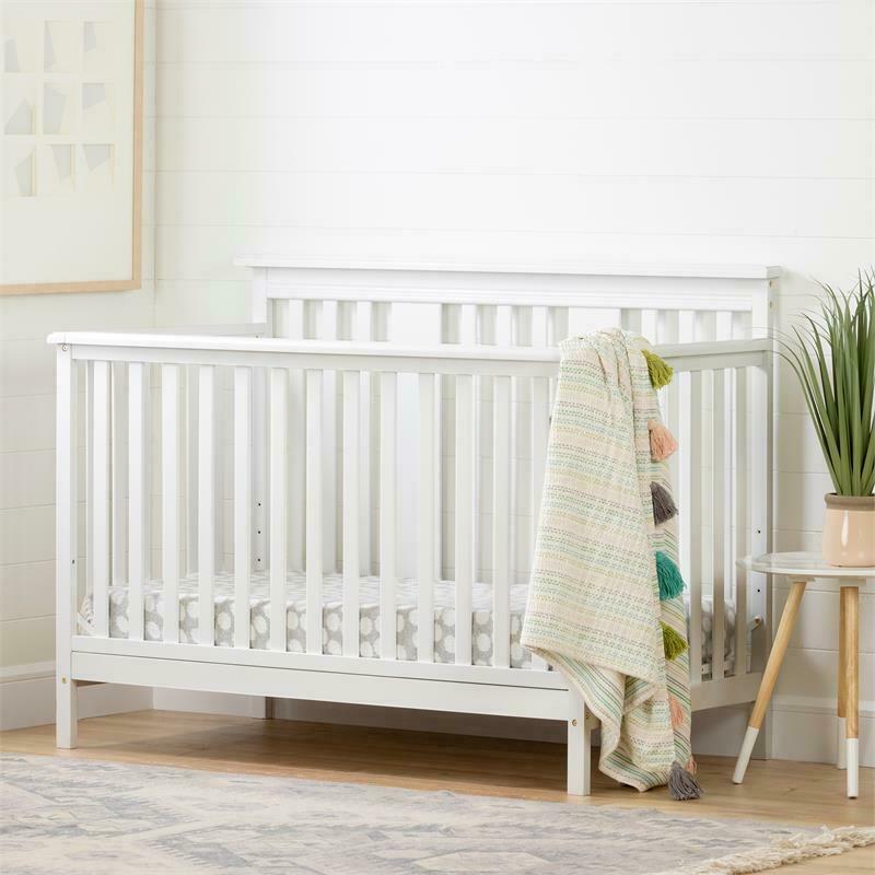 Cotton Candy Baby Crib 4 Heights With Toddler Rail-pure White-south Shore