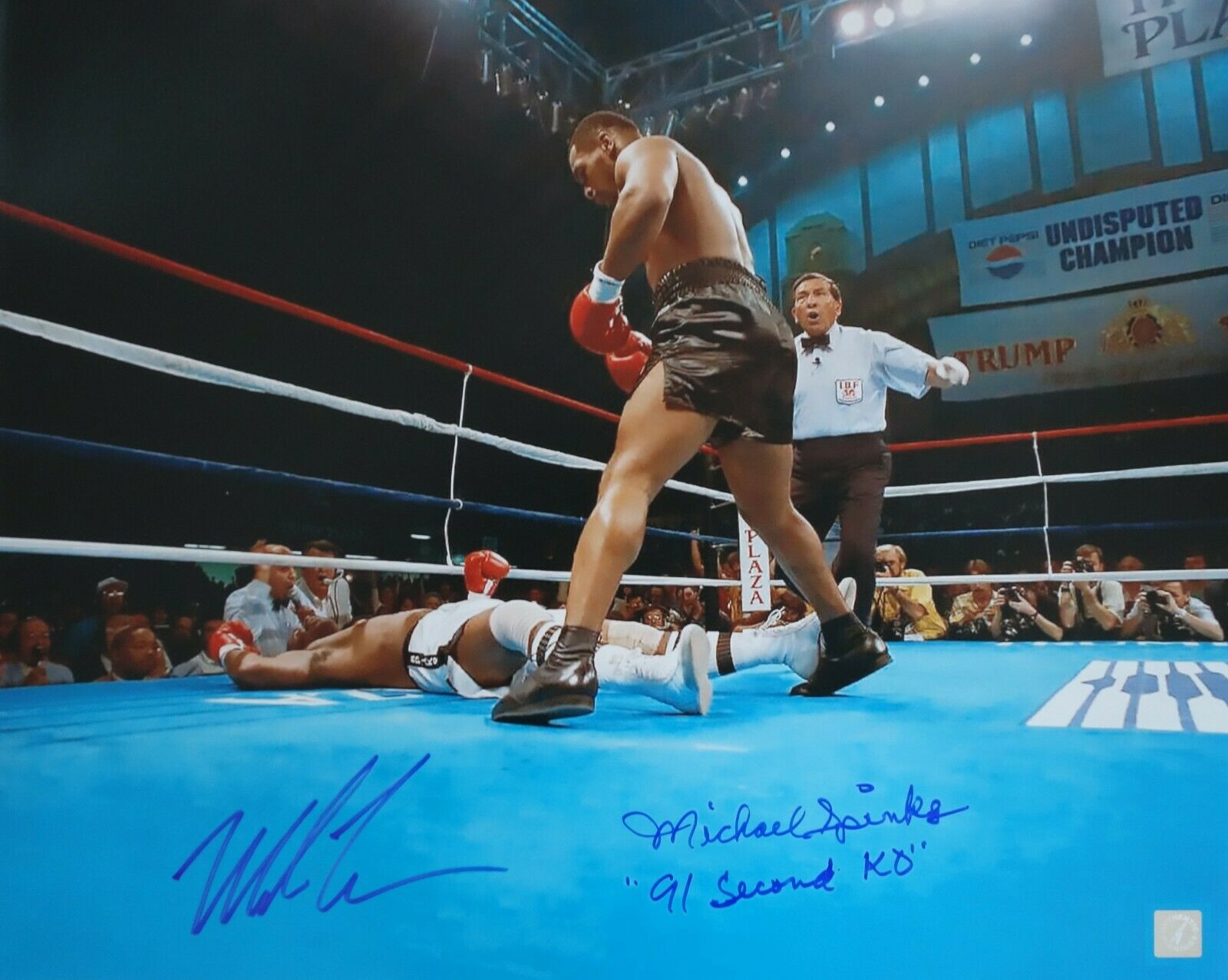 Mike Tyson & Michael Spinks "91 Second Ko" Autographed 16x20 Photo  Asi Proof