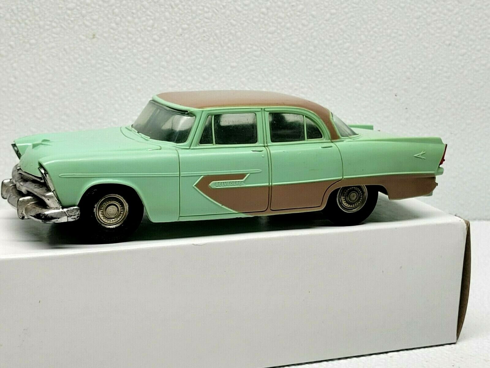 1955 Johan Plymouth Belvedere Dealer Friction Promo Car Mint Green & Tan "as-is"