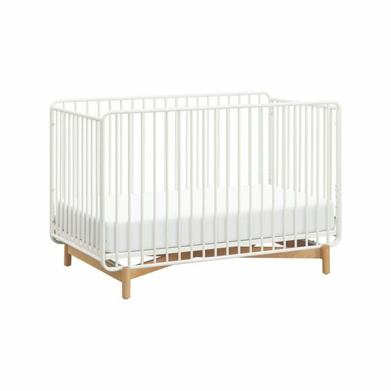 Babyletto Bixby Metal Crib With Toddler Bed Conversion Kit In Warm White/natural