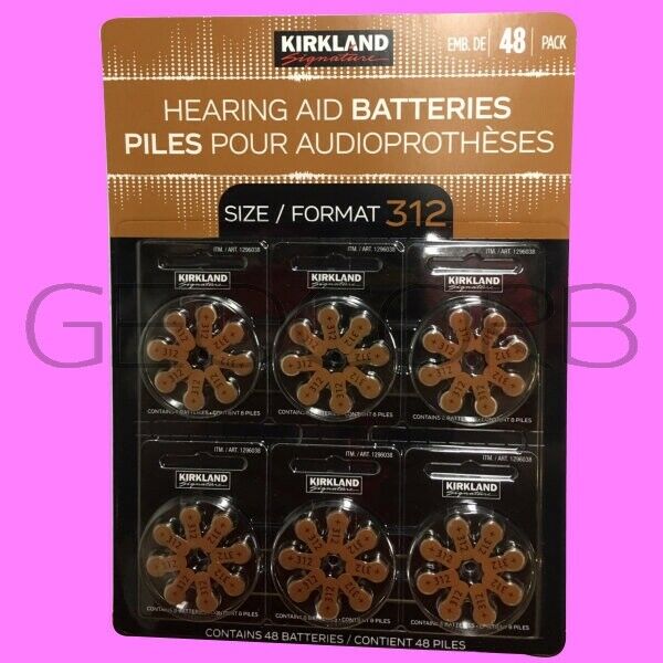 Kirkland Signature Hearing Aid Batteries 48 Count Size 312 - Usa Seller