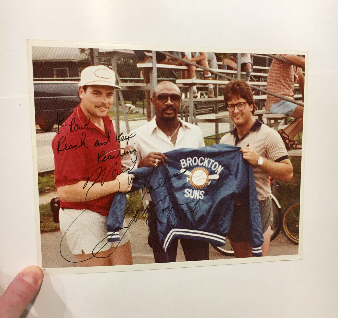 1984 Marvelous Marvin Hagler Autographed 8x10" Candid Photo With Brockton Fans
