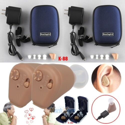 2packs Rechargeable Digital Hearing Aids Mini In Ear Adjustable Tone Amplifier