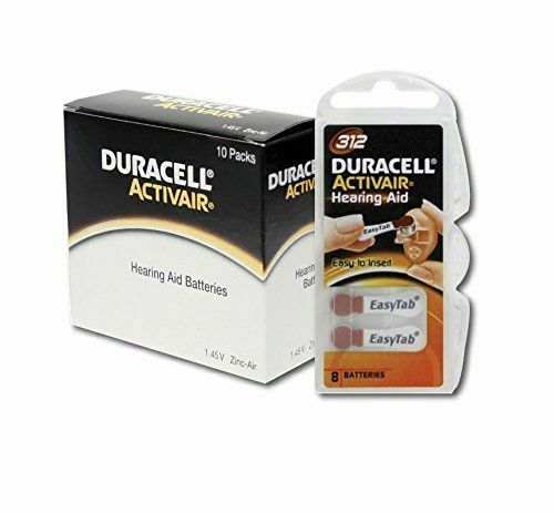 Duracell Activair Hearing Aid Batteries: Size 312 (80 Batteries) Exp 2024